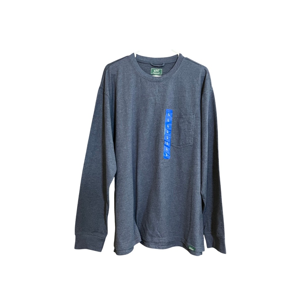 Woolrich Green Label Mens Long Sleeve Pocket Tee Heather Navy Blue Large NEW